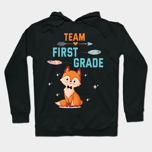 Fox Student Teacher Happy Back School Day Team First Grade Hoodie by DainaMotteut